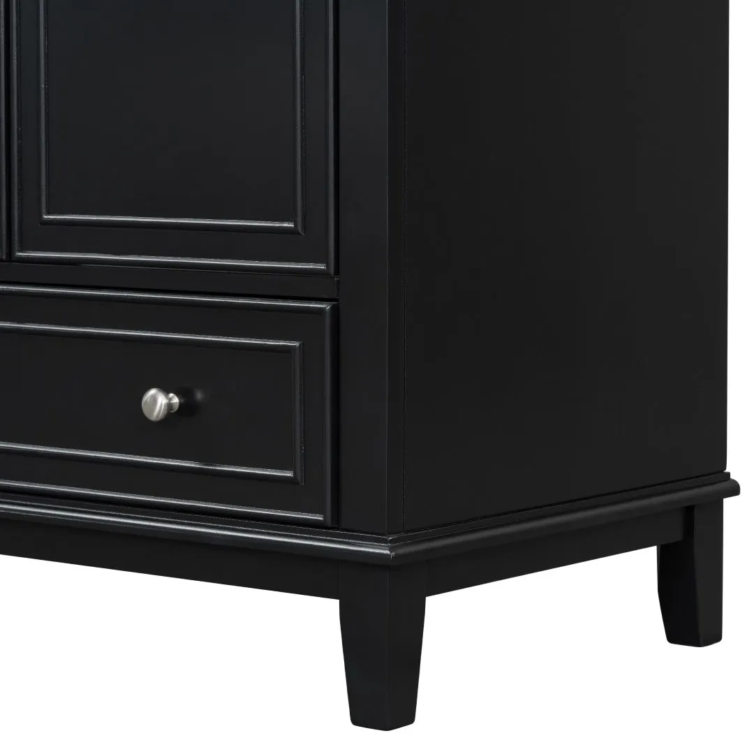 30" Bathroom Vanity with Sink Combo, Multi-Functional Cabinet, Doors, Drawer, Solid Frame, MDF, Black