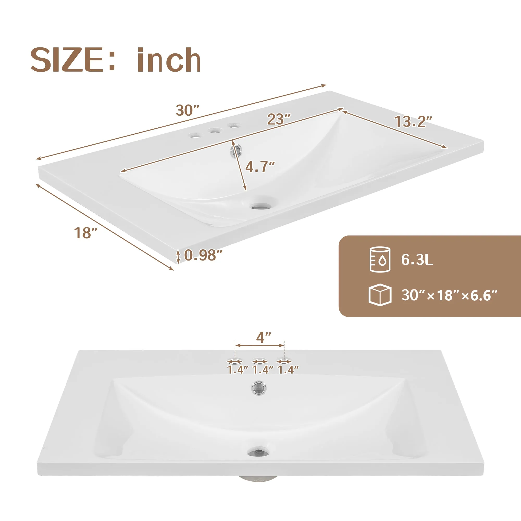 30" Bathroom Vanity with Sink Combo, Multi-Functional Cabinet, Doors, Drawer, Solid Frame, MDF, Black