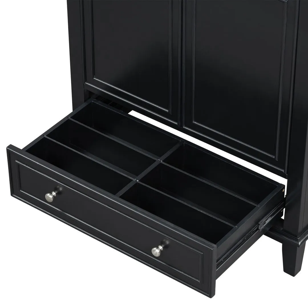 30" Bathroom Vanity with Sink Combo, Multi-Functional Cabinet, Doors, Drawer, Solid Frame, MDF, Black