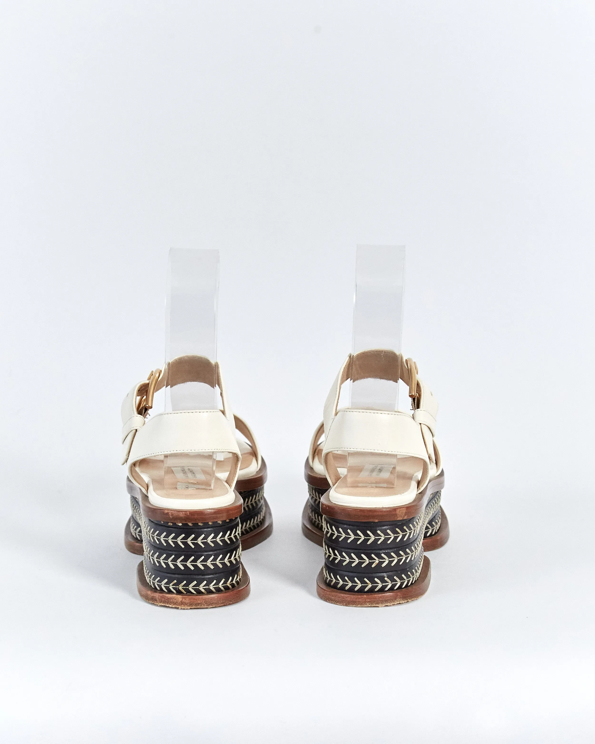 Gabriela Hearst 'michael' raffia flatform sandals, cream & black, 36.5
