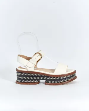 Gabriela Hearst 'michael' raffia flatform sandals, cream & black, 36.5