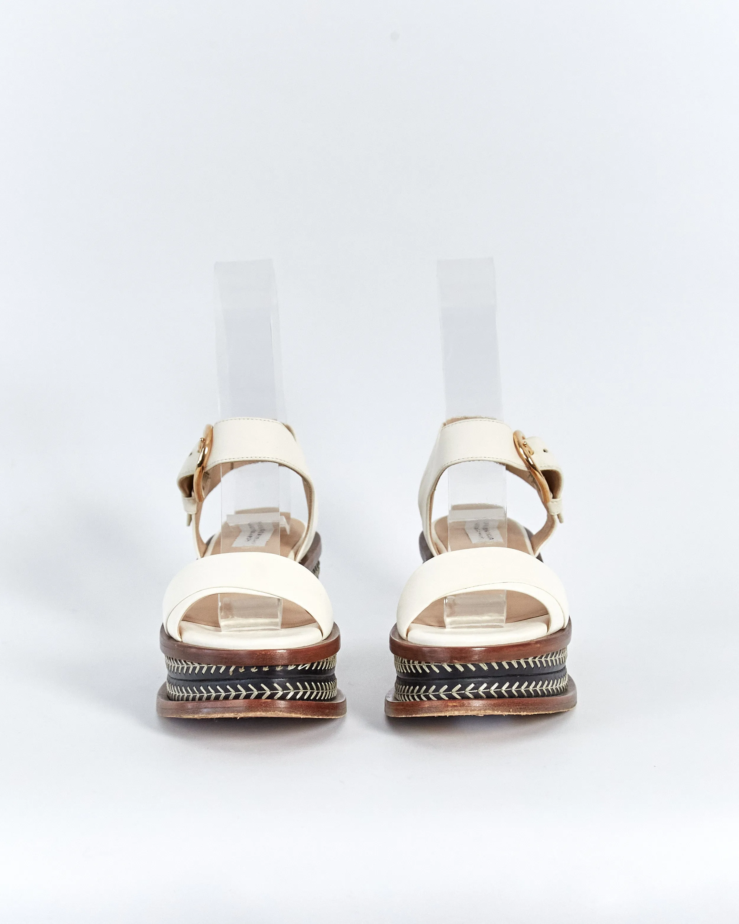 Gabriela Hearst 'michael' raffia flatform sandals, cream & black, 36.5