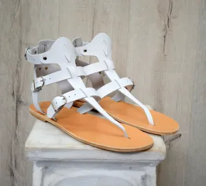 Gladiator white Men Sandals, Handmade Sparta Sandals, Genuine Leather sandals, Movie and Theater gladiator sandals, Sandals for Party
