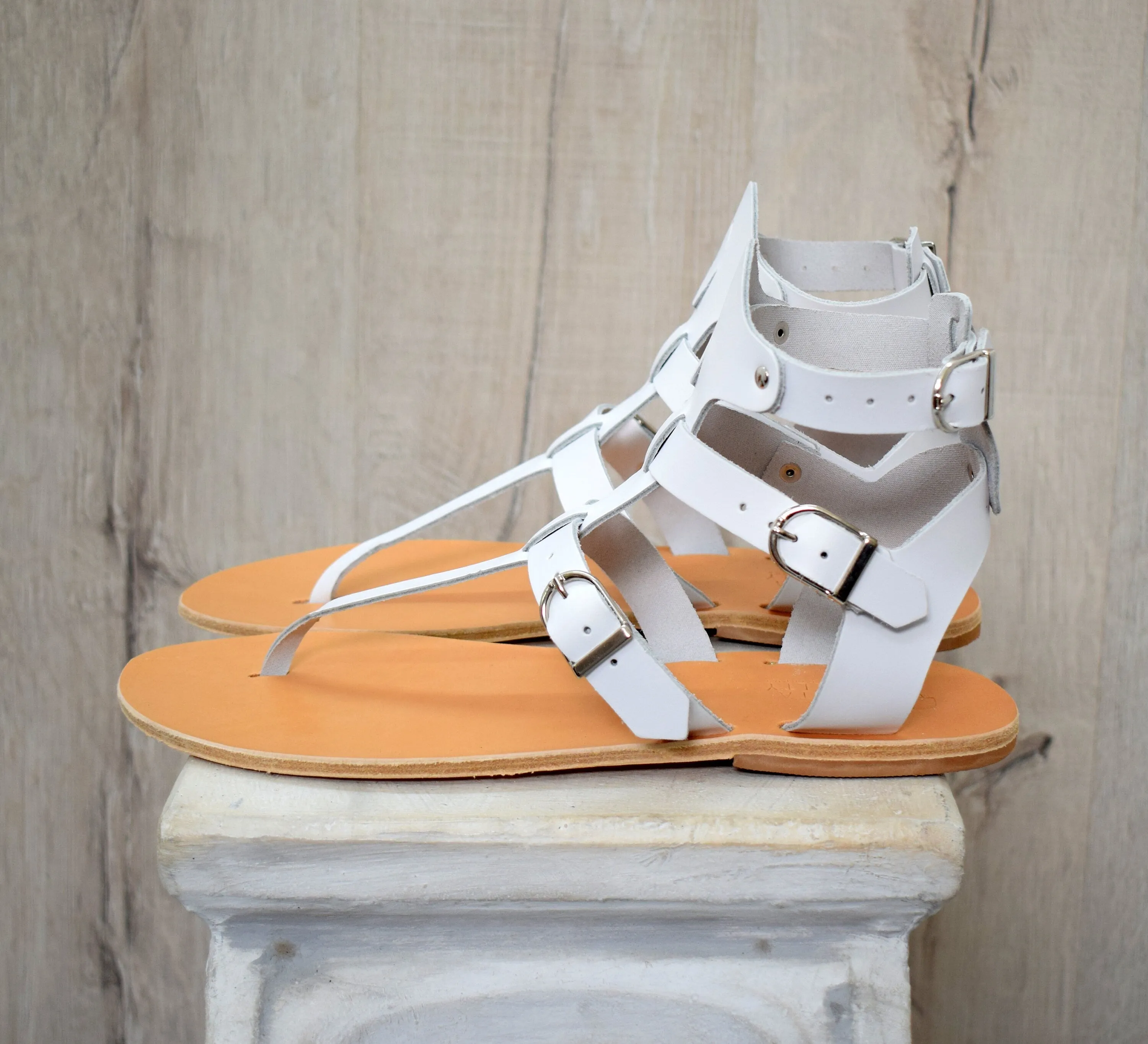 Gladiator white Men Sandals, Handmade Sparta Sandals, Genuine Leather sandals, Movie and Theater gladiator sandals, Sandals for Party