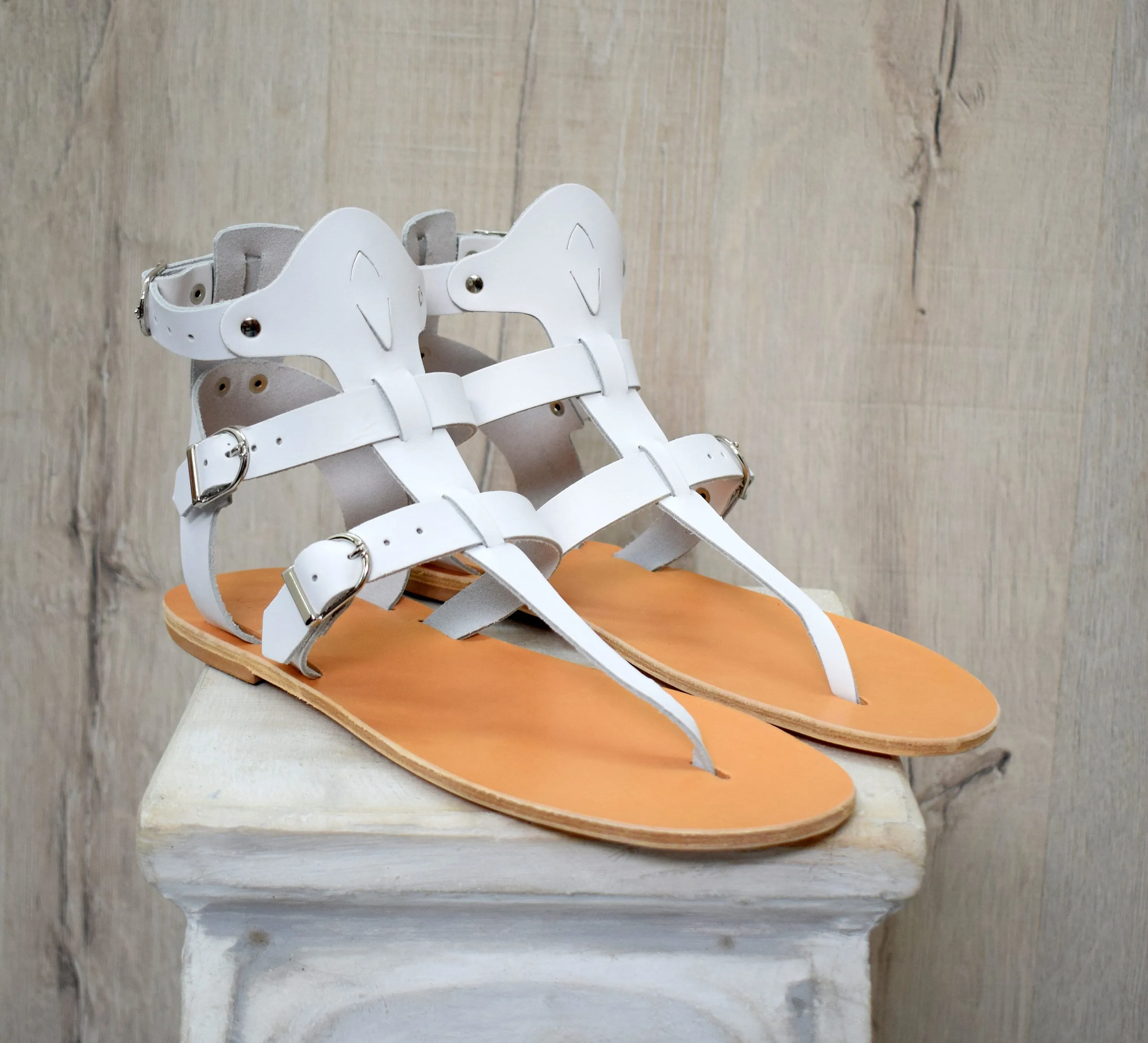 Gladiator white Men Sandals, Handmade Sparta Sandals, Genuine Leather sandals, Movie and Theater gladiator sandals, Sandals for Party