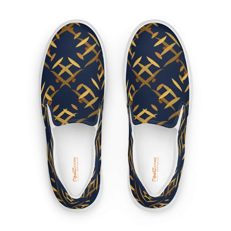 Gold Pattern Men's Canvas Slip Shoes