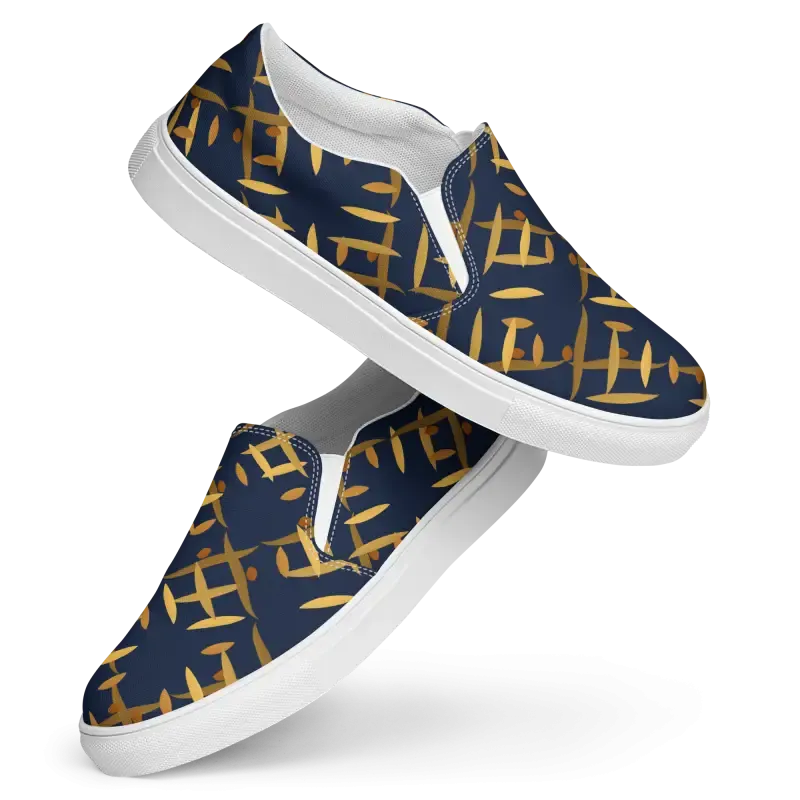 Gold Pattern Men's Canvas Slip Shoes