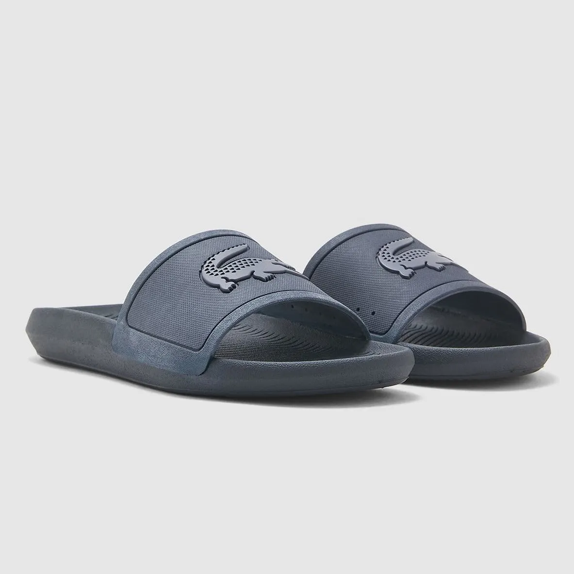 LACOSTE Monotone Croco Rubber Slides (Navy/Dark Blue)(7-38CMA0034-ND1)