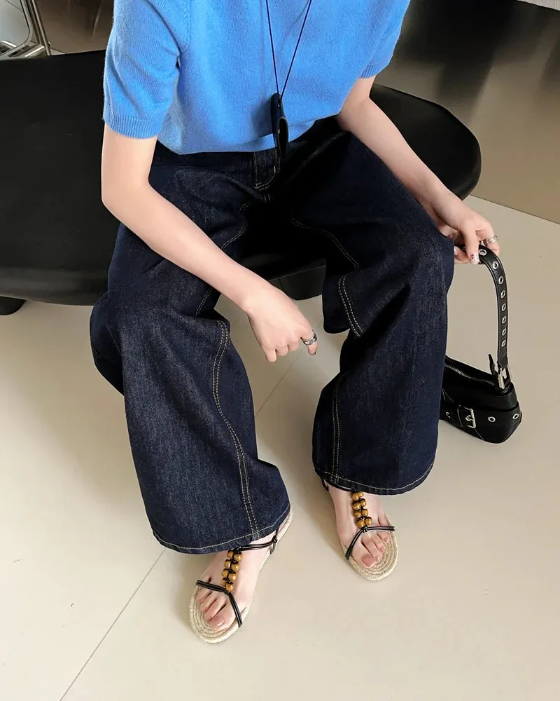 Mariel Straw Woven Bead Gladiator Sandals