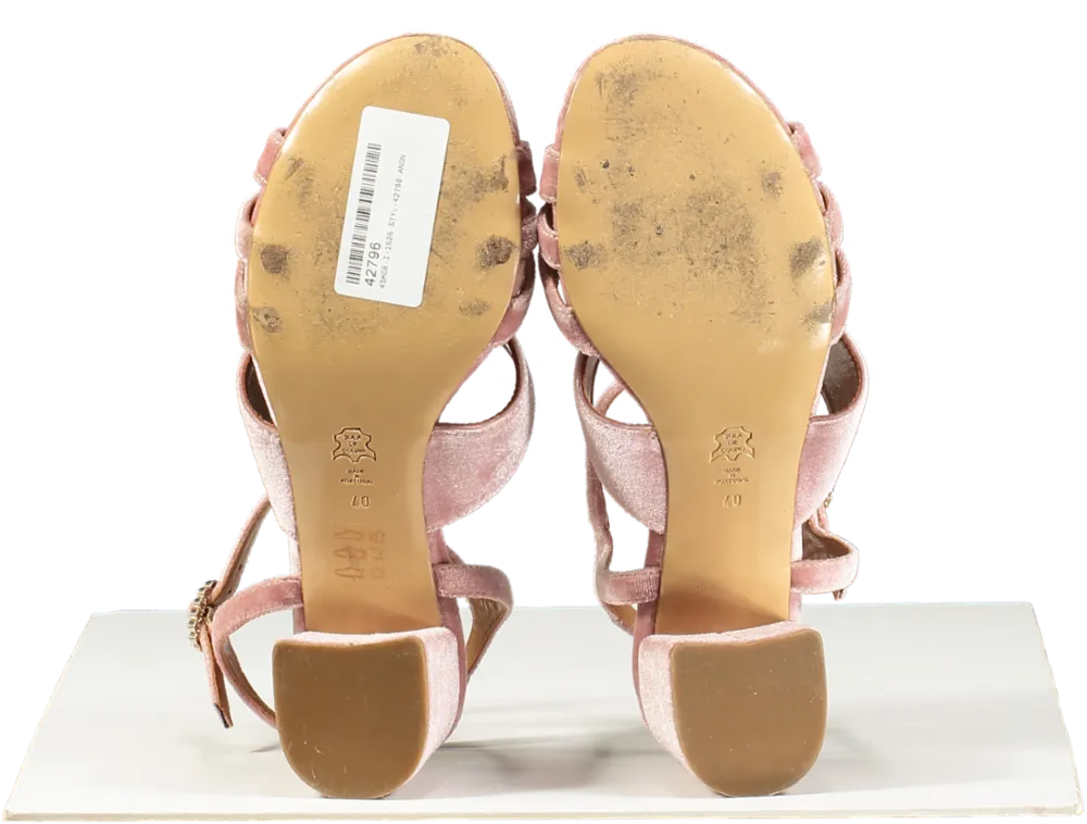 Palazzo VII Pink Velvet Ankle Strap Sandals UK 7 EU 40 👠