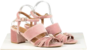 Palazzo VII Pink Velvet Ankle Strap Sandals UK 7 EU 40 👠