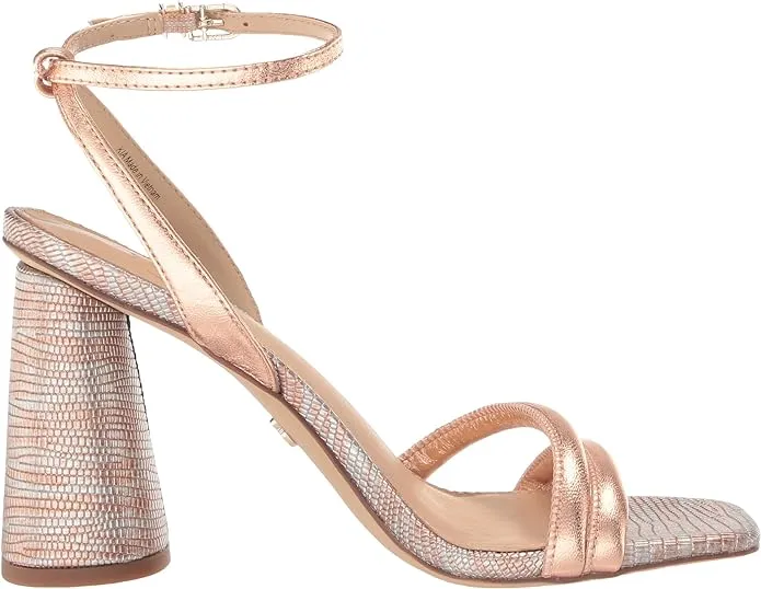 Sam Edelman Kia Rose Gold Squared Open Toe Ankle Strap Block Heeled Sandals