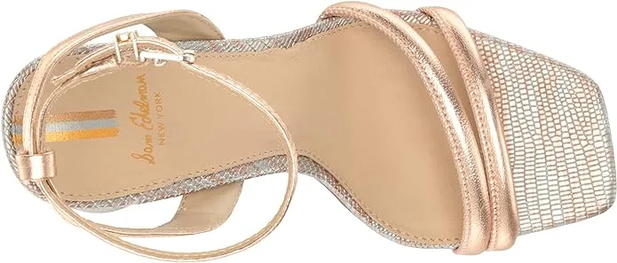 Sam Edelman Kia Rose Gold Squared Open Toe Ankle Strap Block Heeled Sandals