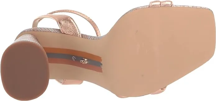 Sam Edelman Kia Rose Gold Squared Open Toe Ankle Strap Block Heeled Sandals