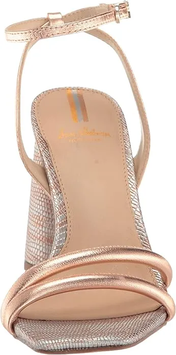 Sam Edelman Kia Rose Gold Squared Open Toe Ankle Strap Block Heeled Sandals
