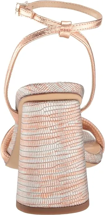 Sam Edelman Kia Rose Gold Squared Open Toe Ankle Strap Block Heeled Sandals