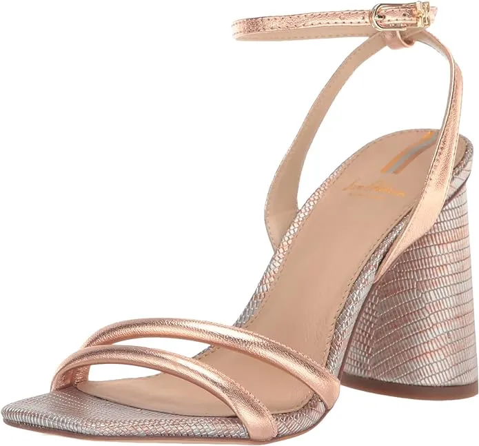 Sam Edelman Kia Rose Gold Squared Open Toe Ankle Strap Block Heeled Sandals