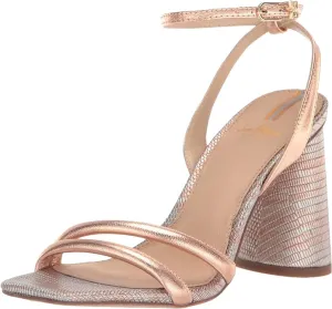 Sam Edelman Kia Rose Gold Squared Open Toe Ankle Strap Block Heeled Sandals