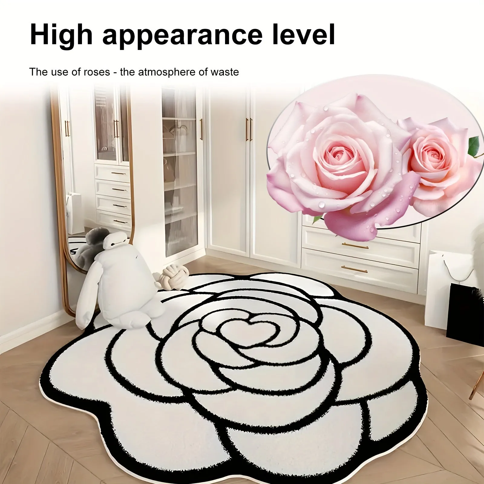 Thickened Fluffy Area Rug, Soft Imitation Cashmere Flower Carpet for Irregular Lounge, Washable and Suitable for Home Dressing Room and Plush Carpet