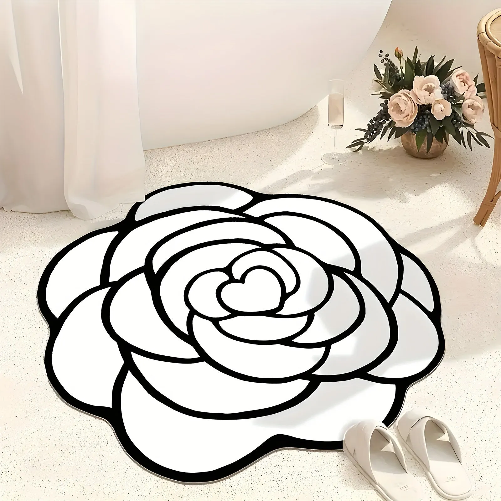 Thickened Fluffy Area Rug, Soft Imitation Cashmere Flower Carpet for Irregular Lounge, Washable and Suitable for Home Dressing Room and Plush Carpet