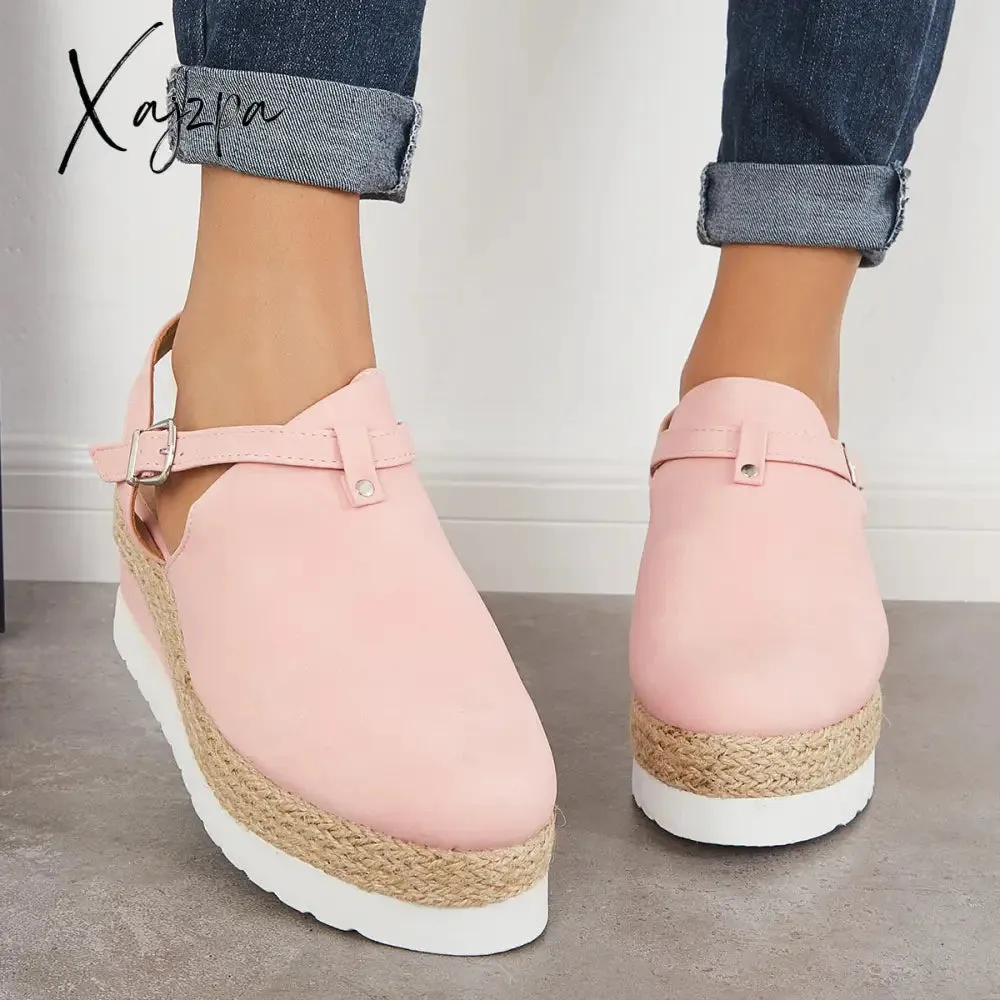 Xajzpa - Women's Closed Toe Platform Espadrilles Wedge Ankle Strap Sandals